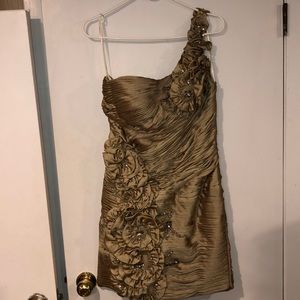 Gold One Shoulder Evening Dress